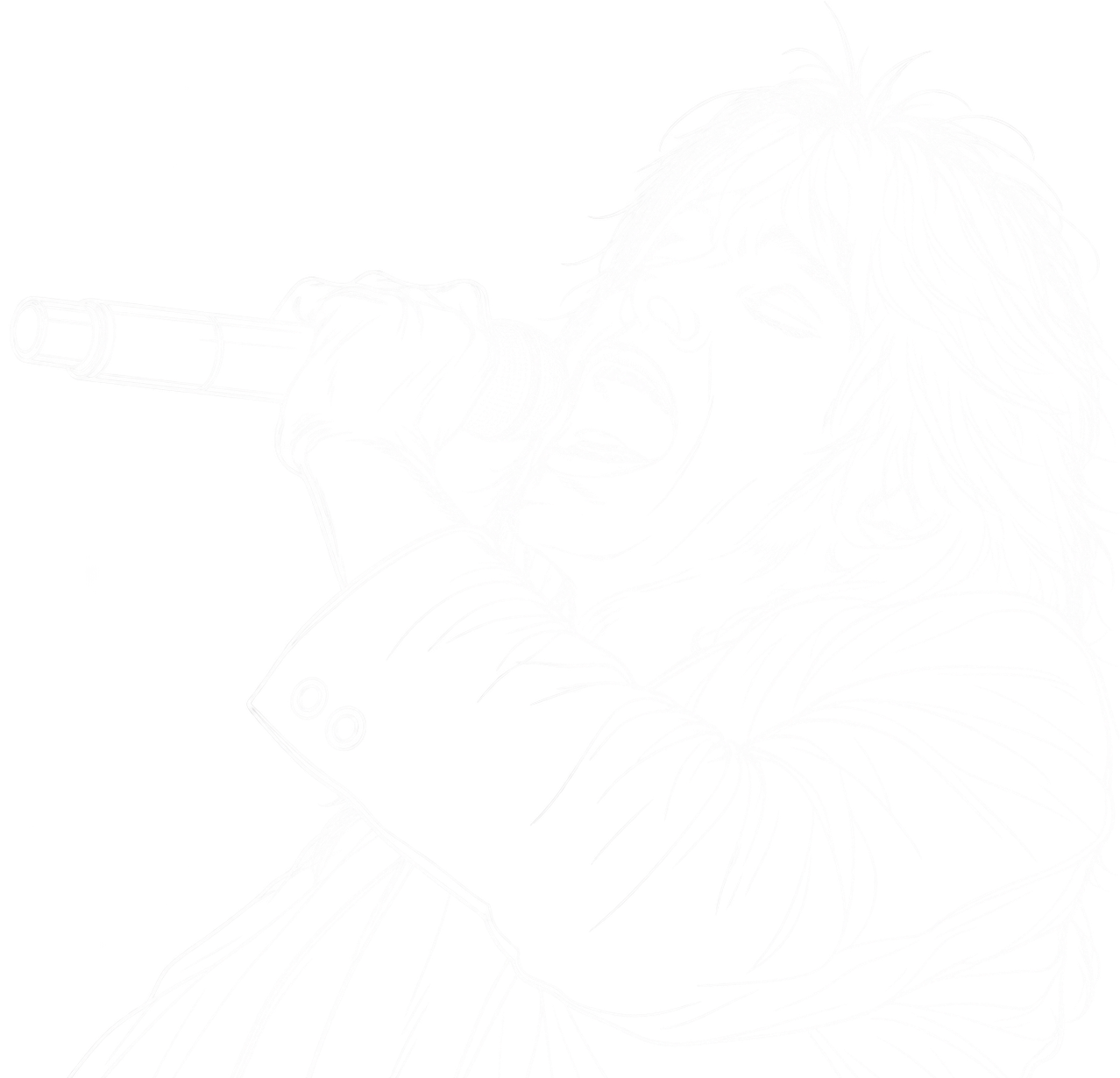 White line-art vocalist performing into a microphone